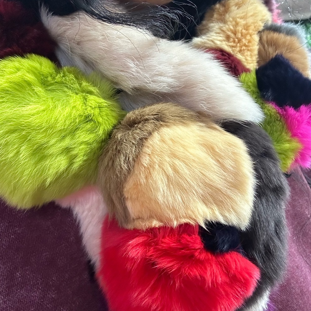 Colorful Rabbit Fur Scarf - Picture 3 of 8